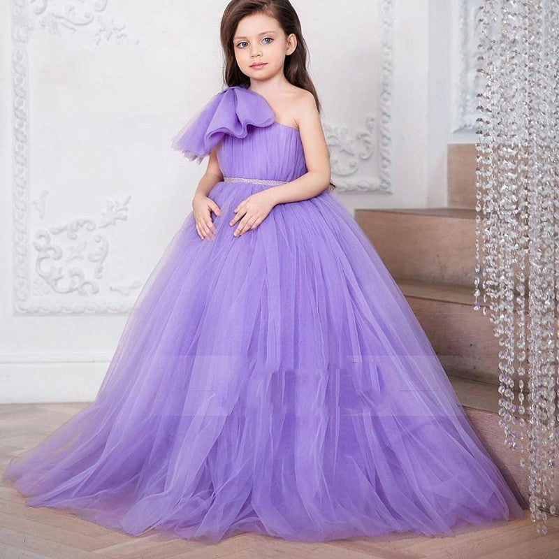 Girl's Sleek One-shoulder Princess Dress