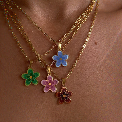 Titanium Steel  Flower Necklace Flower Clavicle Chain