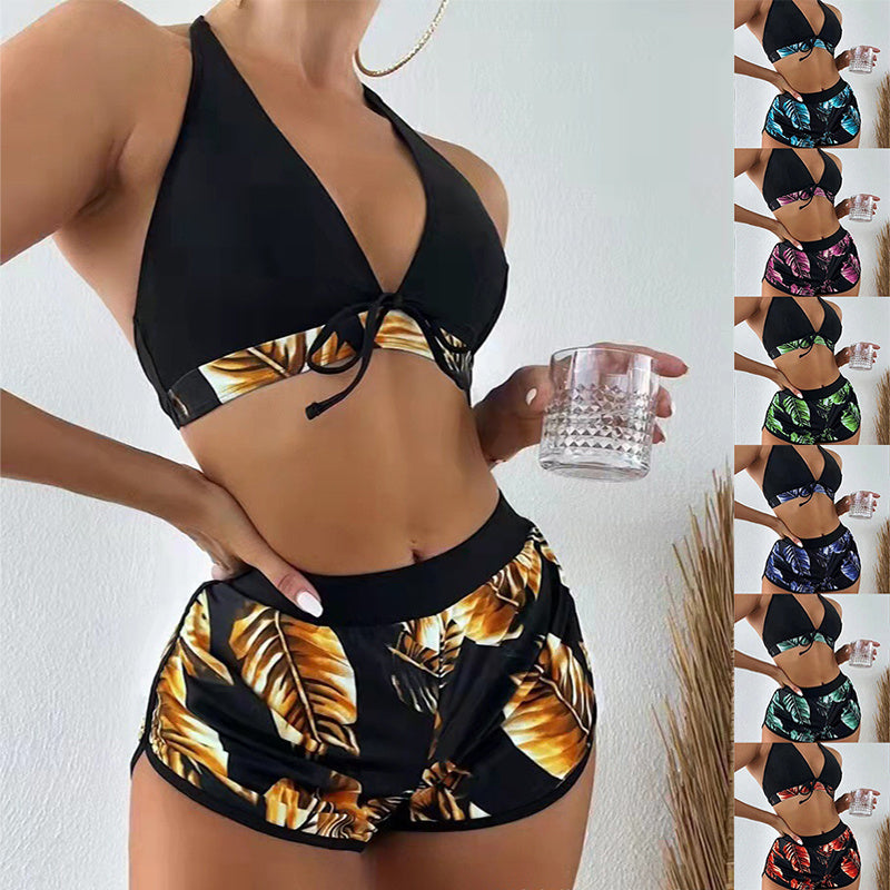 3pc Leaf Print Fashion Swimsuit For Womens