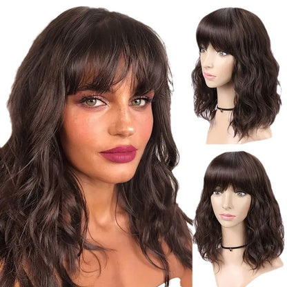 Ripple Shoulder-length Curly Wig with Bangs