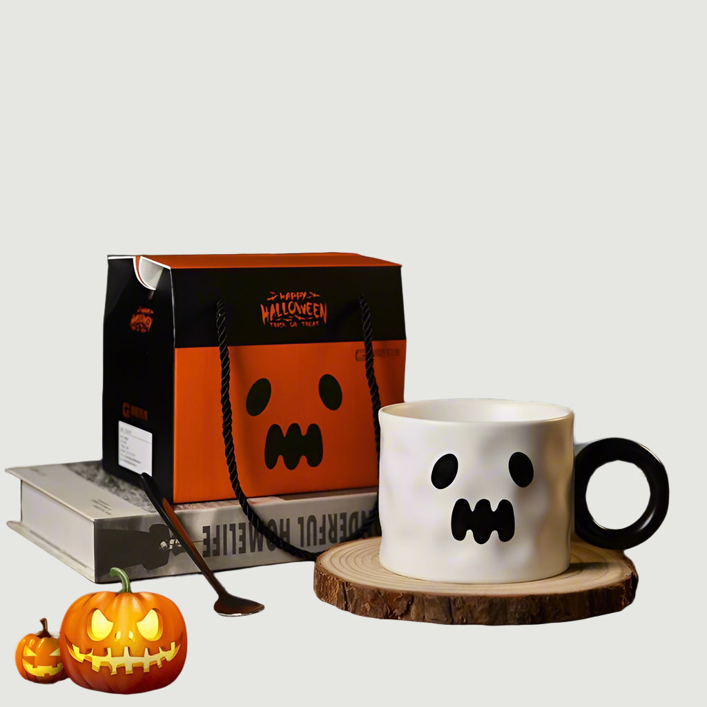 Halloween Pumpkin Coffee Mug with Spoon & Gift Box – Ceramic Festive Cup for Coffee, Tea, and Hot Chocolate